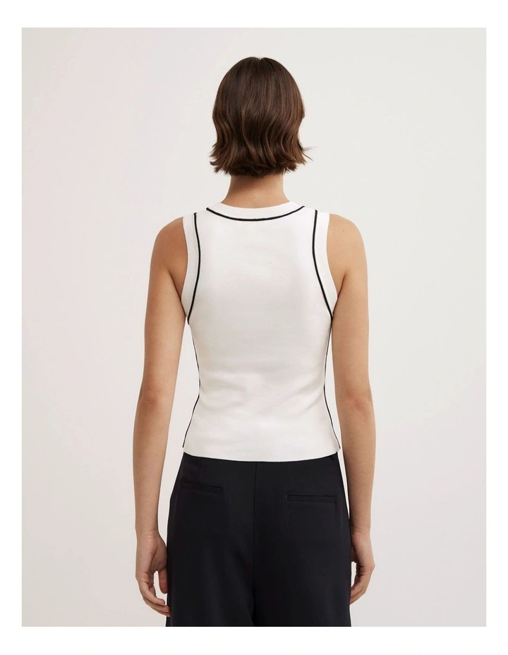Trim Knit Tank Top in Fresh White image 5