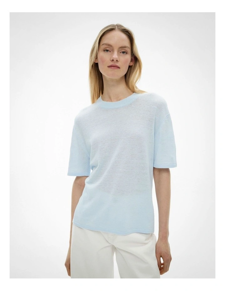 Linen Knit T-shirt in Blue Air image 1