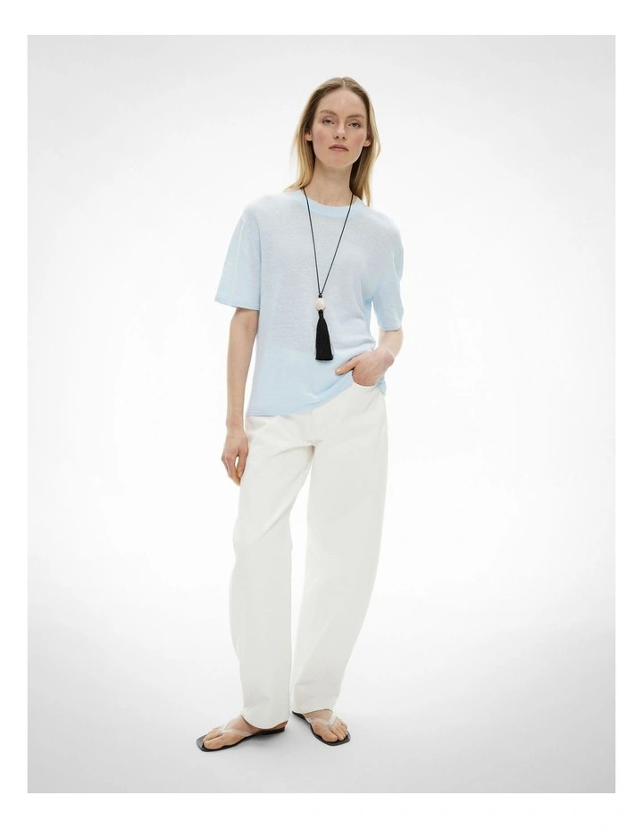 Linen Knit T-shirt in Blue Air image 2