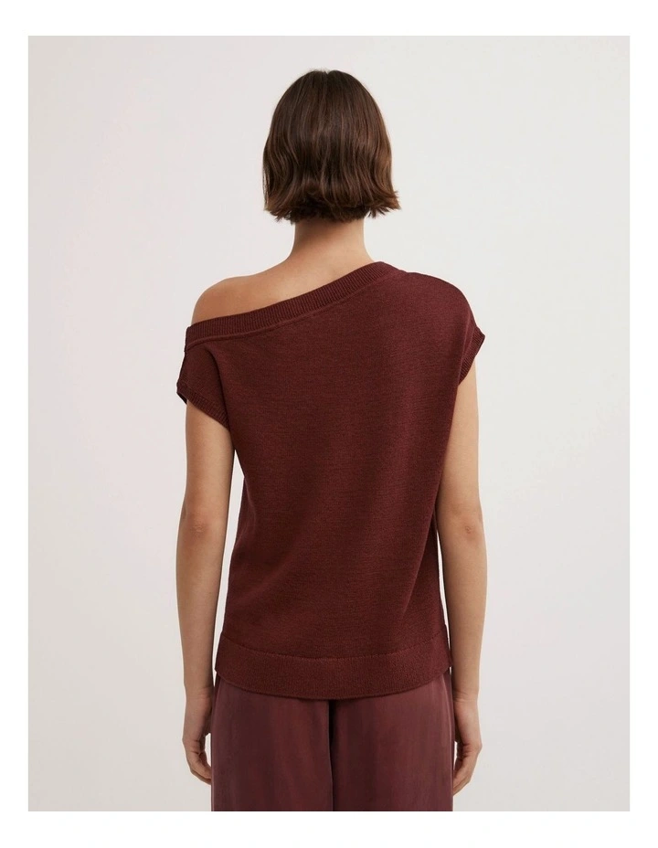 Off Shoulder Knit Top in Rhubarb image 2