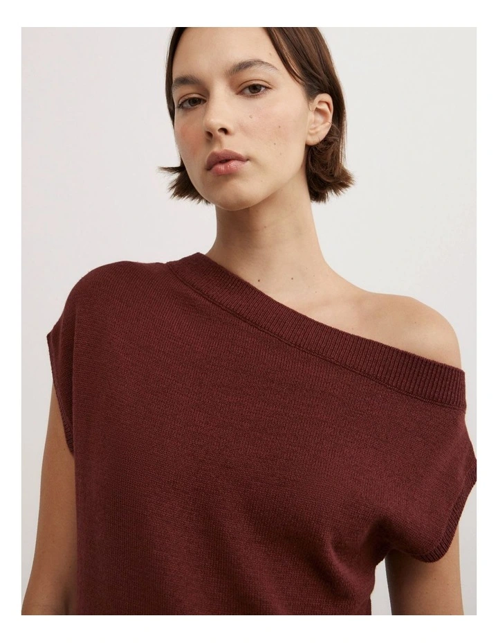Off Shoulder Knit Top in Rhubarb image 3