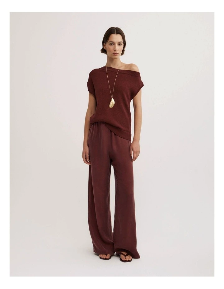 Off Shoulder Knit Top in Rhubarb image 4