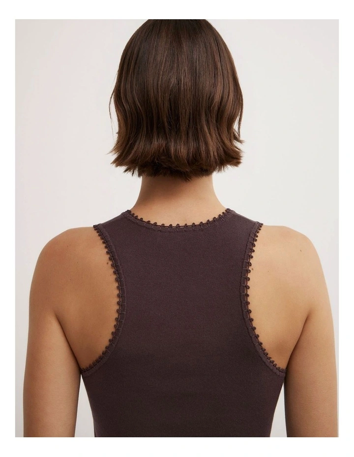 Crochet Detail Knit Tank Top in Espresso image 4