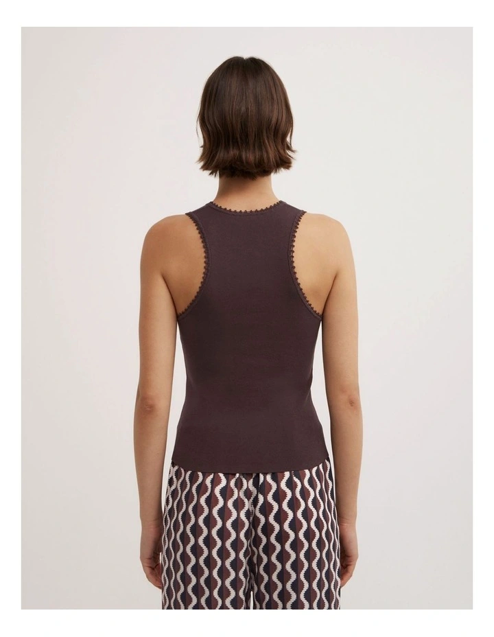 Crochet Detail Knit Tank Top in Espresso image 5