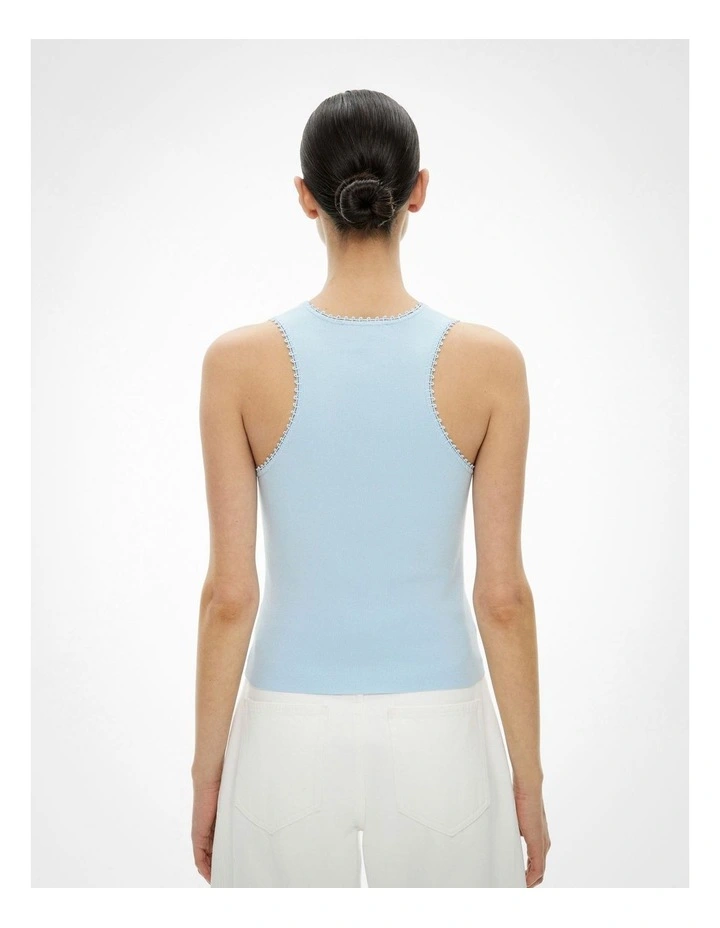 Crochet Detail Knit Tank Top in Blue Air image 5