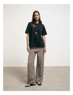 Pull On Cupro Pants in Rhubarb Wave