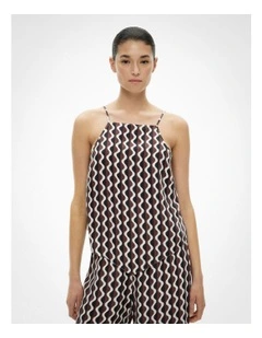 Printed Halter Top in Rhubarb Wave