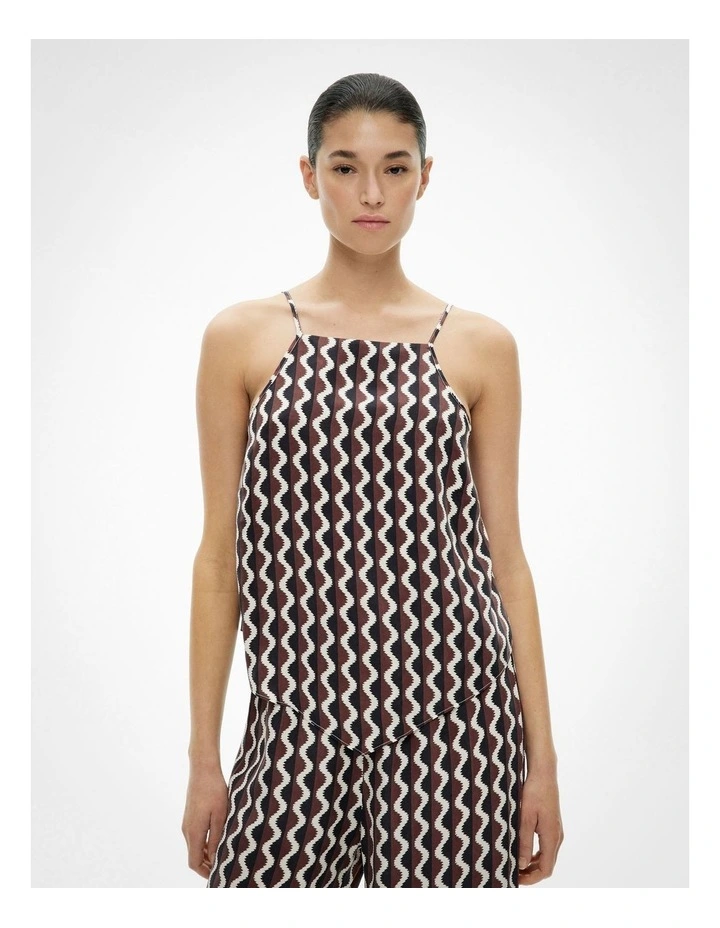Printed Halter Top in Rhubarb Wave image 1
