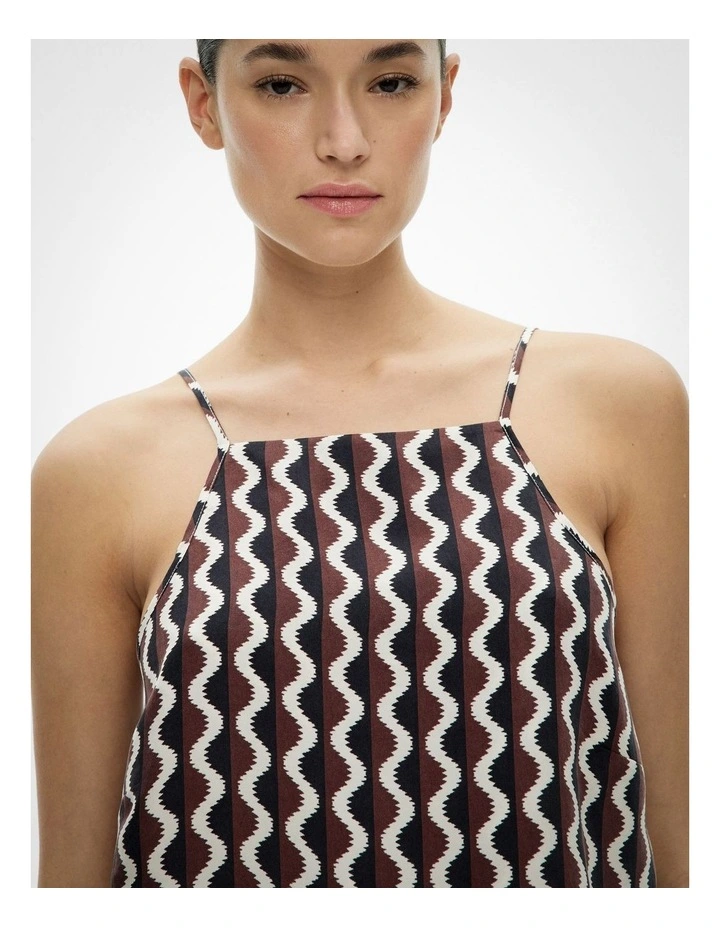 Printed Halter Top in Rhubarb Wave image 3