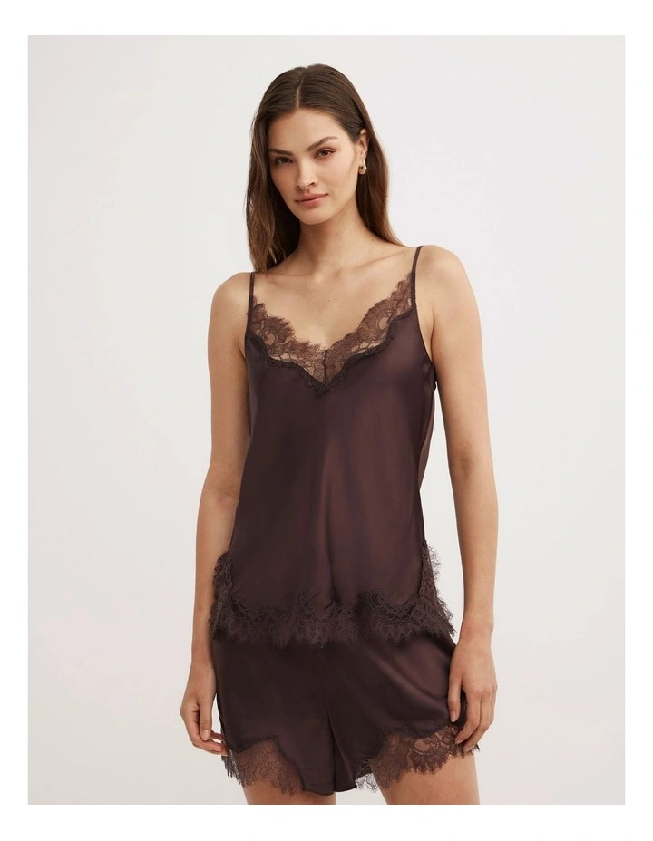 Lace Trim Camisole in Espresso image 1