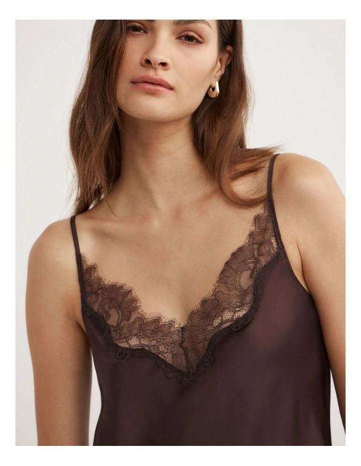 Lace Trim Camisole in Espresso image 3