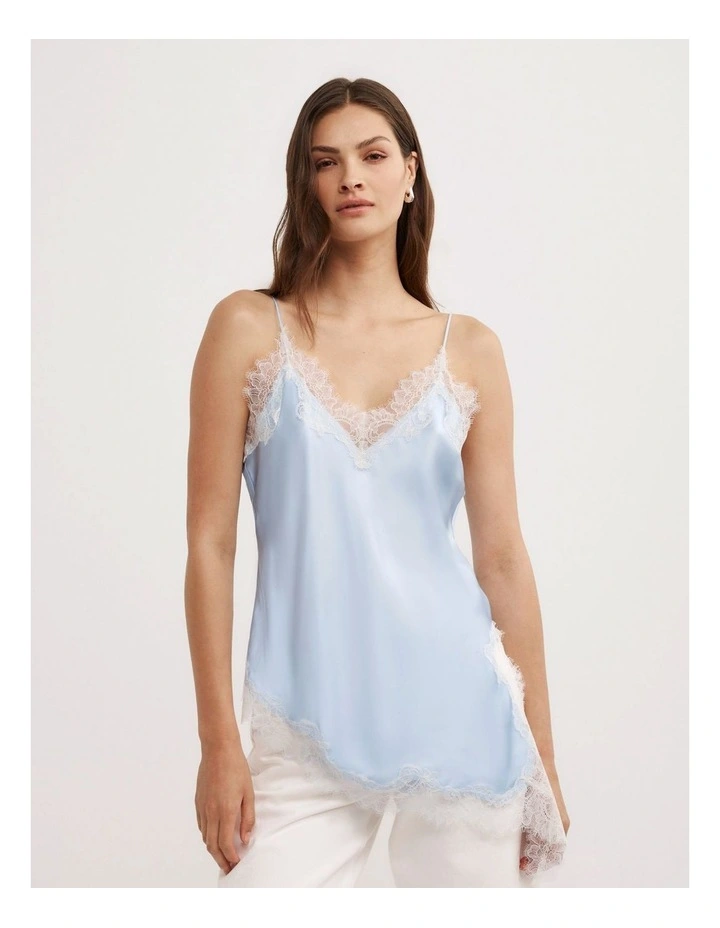Asymmetrical Lace Camisole in Blue Air image 1