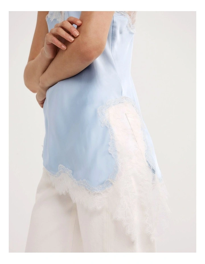 Asymmetrical Lace Camisole in Blue Air image 3