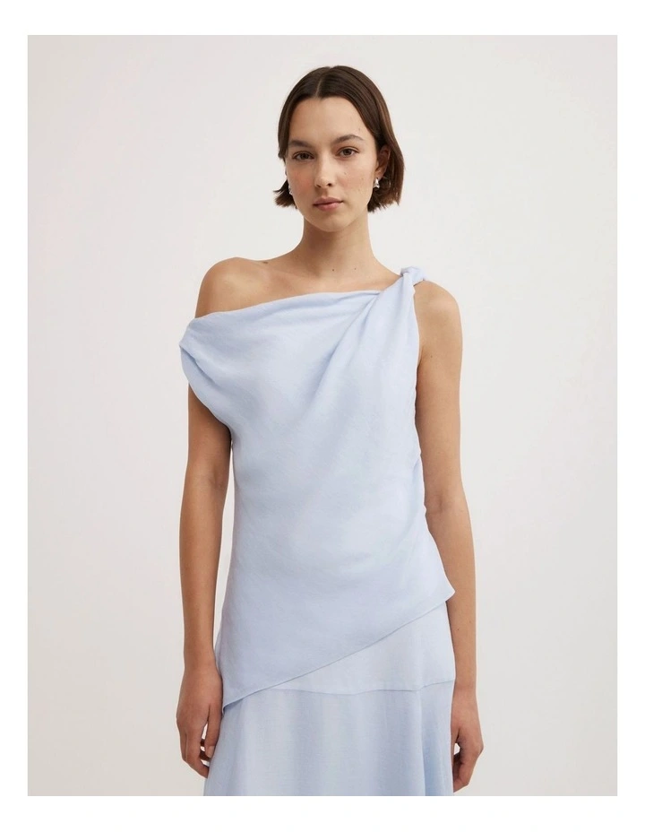 Sheer Drape Top in Blue Air image 1