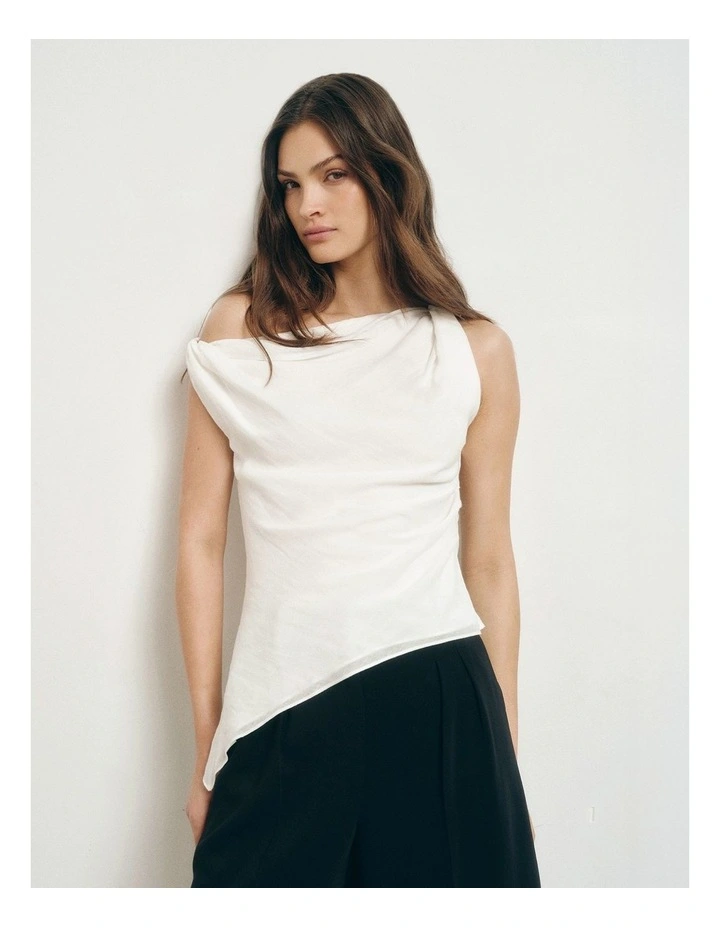 Sheer Drape Top in Fresh White image 1