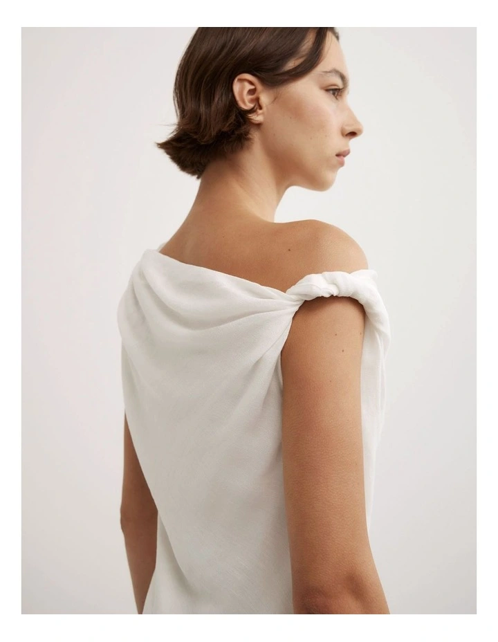Sheer Drape Top in Fresh White image 4