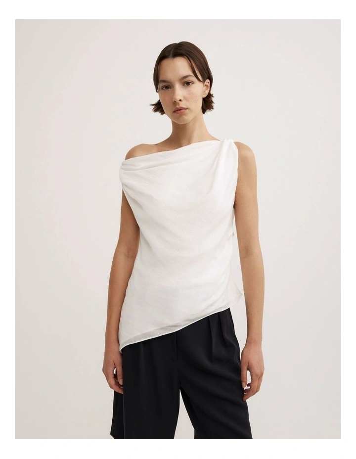 Sheer Drape Top in Fresh White image 5
