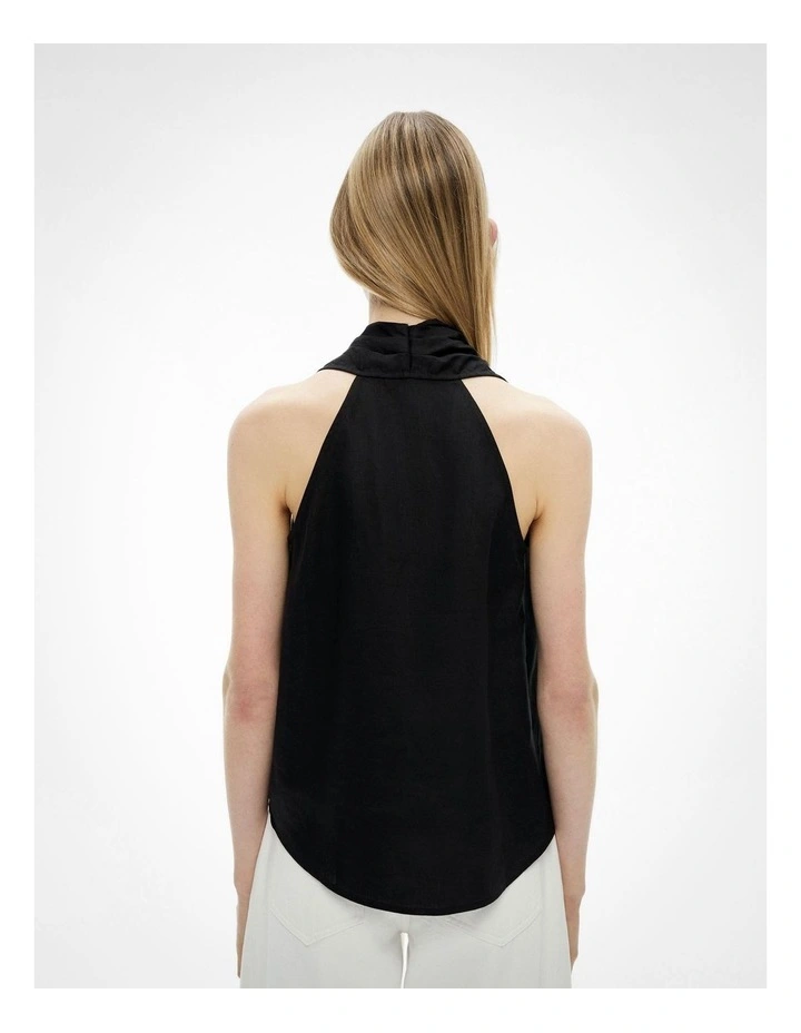 Linen Wrap Top in Black image 4