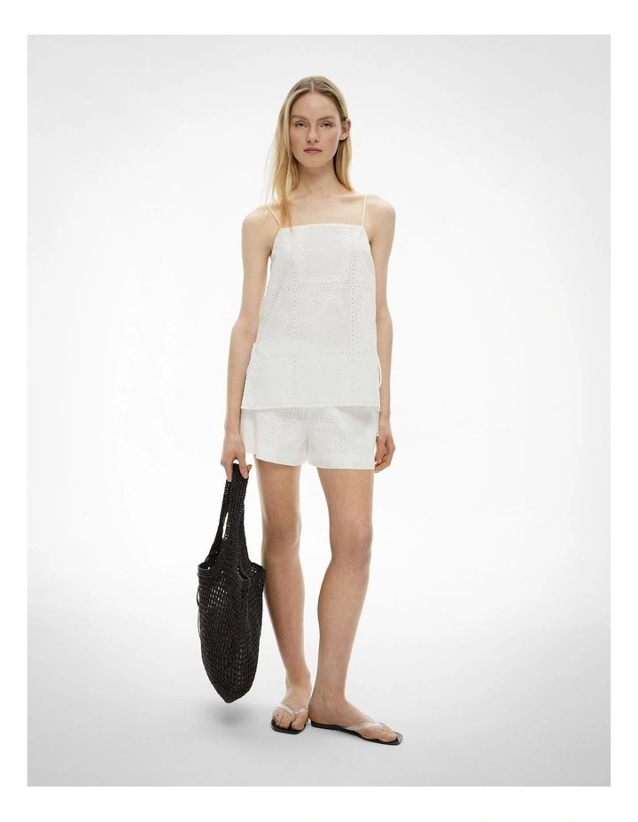 Embroidered Tie Camisole in Fresh White image 2