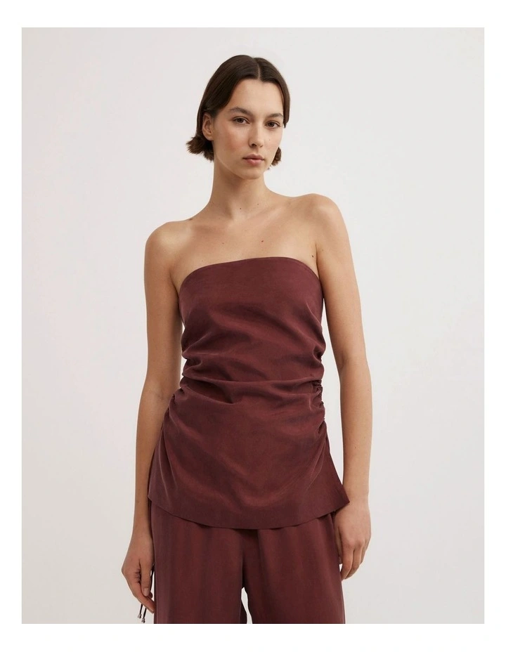 Cupro Strapless Top in Rhubarb image 1