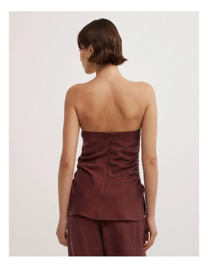 Cupro Strapless Top in Rhubarb image 2