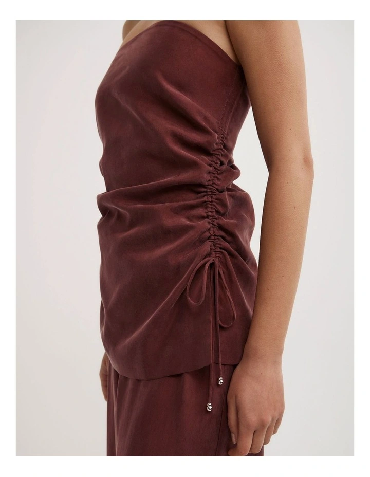 Cupro Strapless Top in Rhubarb image 3