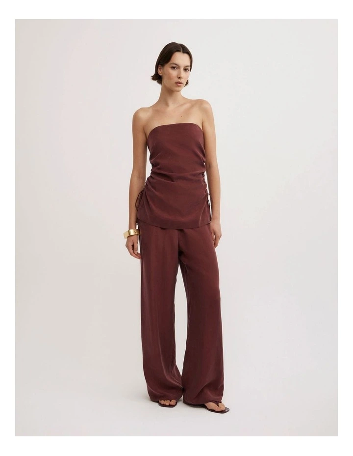 Cupro Strapless Top in Rhubarb image 4