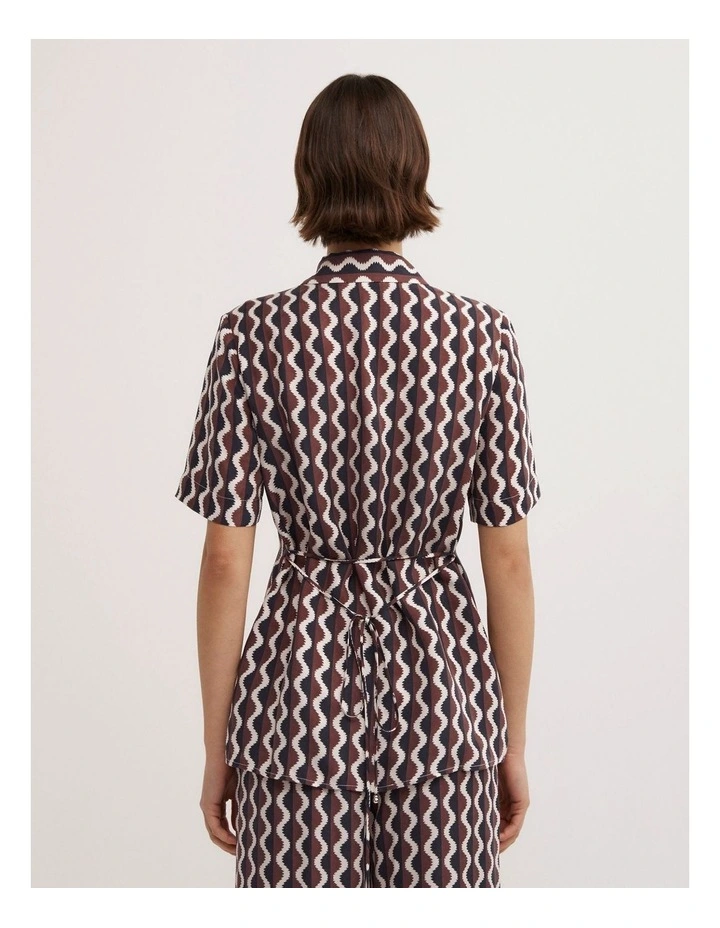 Cupro Tie Waist Shirt in Rhubarb Wave image 6