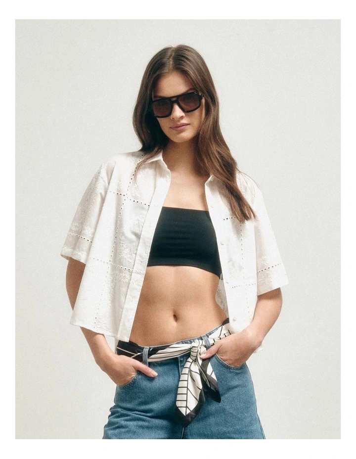 Embroidered Shirt in Fresh White image 1