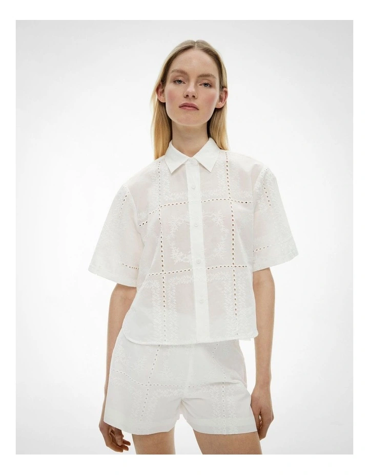 Embroidered Shirt in Fresh White image 2