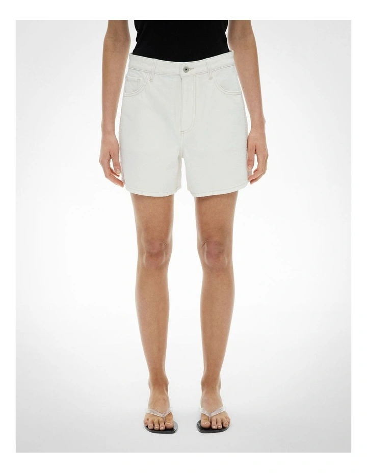 Stitch Denim Shorts in Parchment image 3