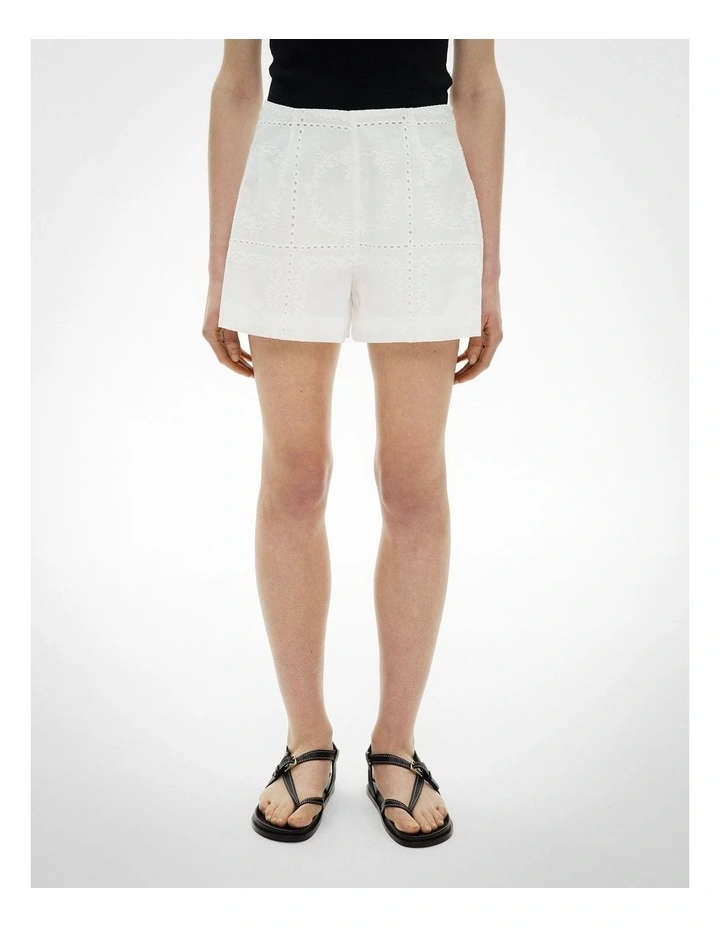 Embroidered Shorts in Fresh White image 3
