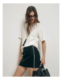 Contrast Mini Skirt in Black