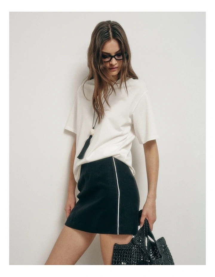 Contrast Mini Skirt in Black image 1