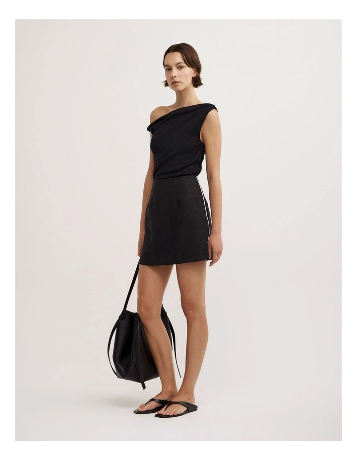 Contrast Mini Skirt in Black image 2