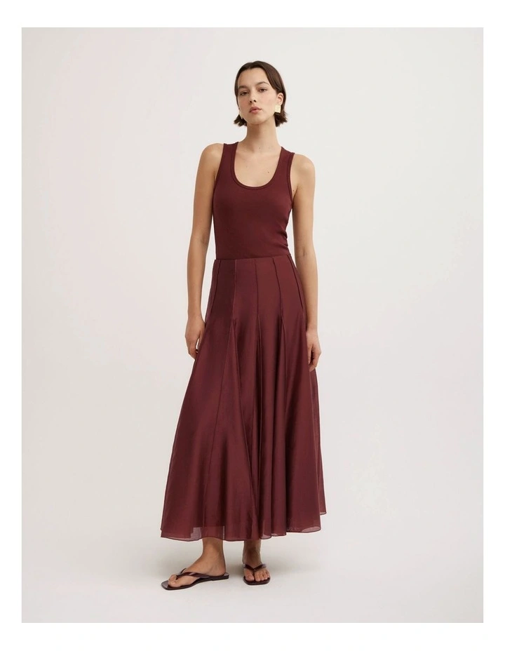 Godet Panel Maxi Skirt in Rhubarb image 1