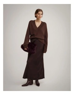 Bias Slip Skirt in Espresso