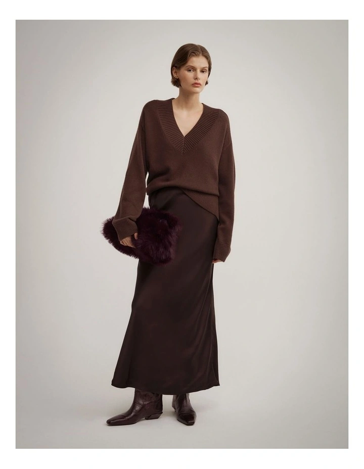 Bias Slip Skirt in Espresso image 1