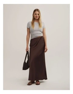 Bias Slip Skirt in Espresso