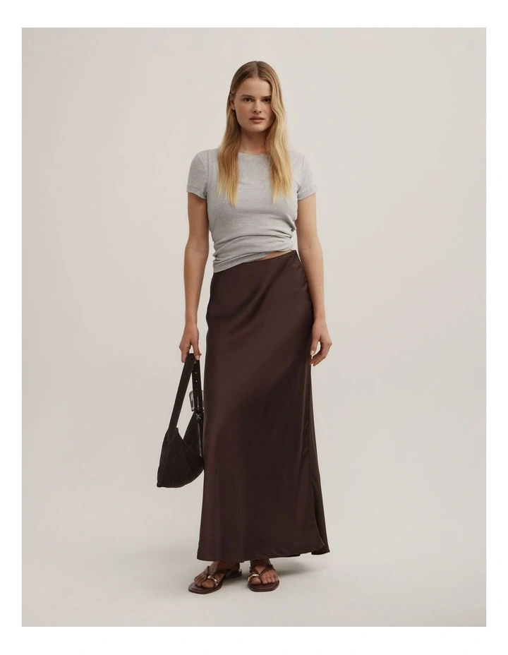 Bias Slip Skirt in Espresso image 1