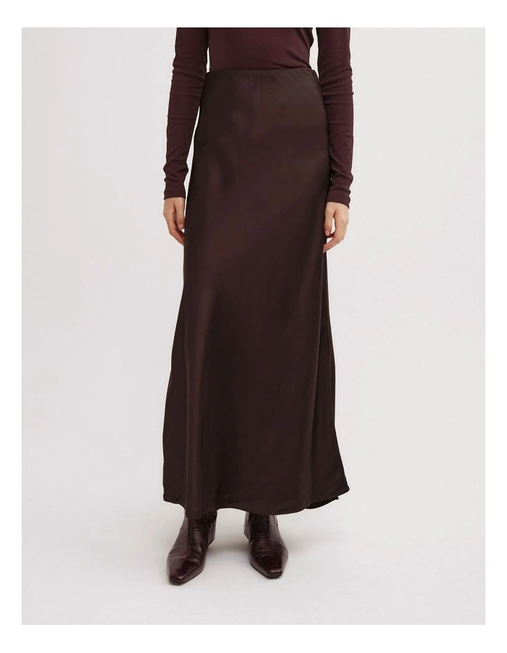 Bias Slip Skirt in Espresso image 2