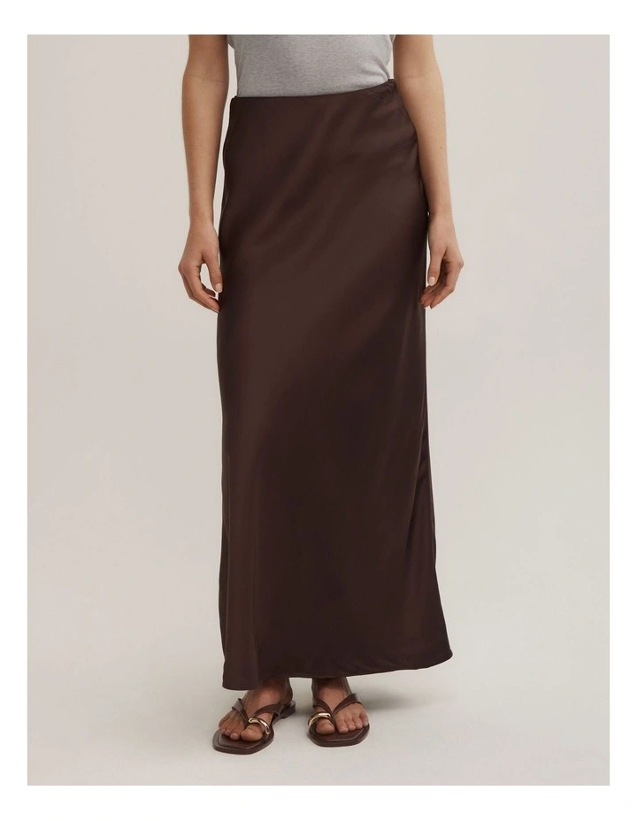 Bias Slip Skirt in Espresso image 2