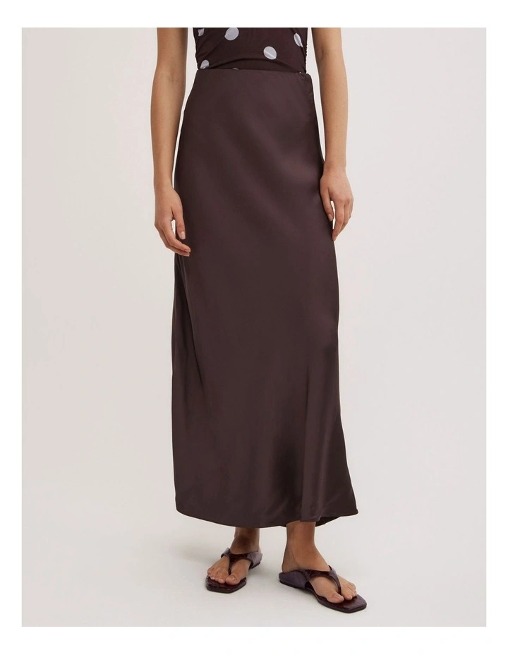 Bias Slip Skirt in Espresso image 3