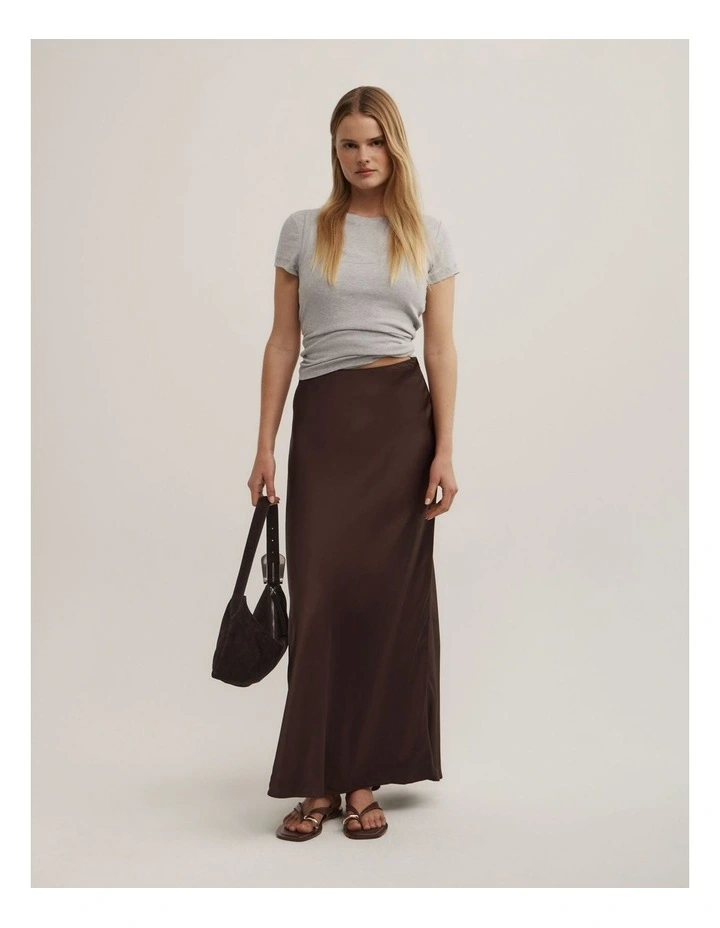Bias Slip Skirt in Espresso image 4