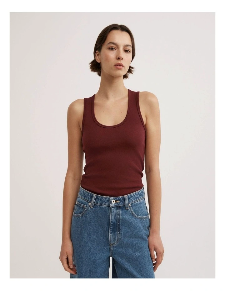 Scoop Rib Tank Top in Rhubarb image 1