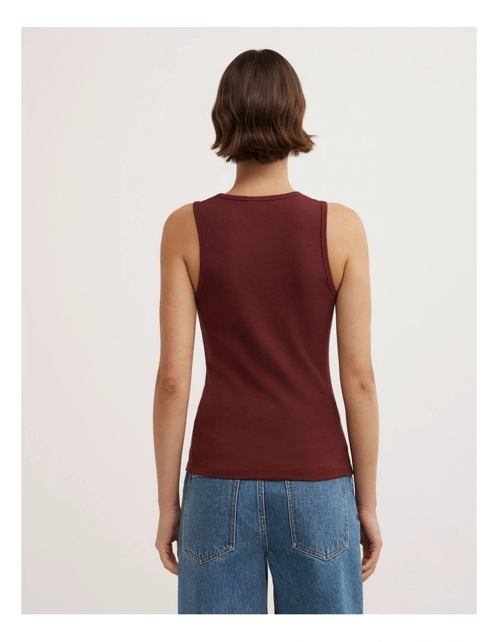 Scoop Rib Tank Top in Rhubarb image 2