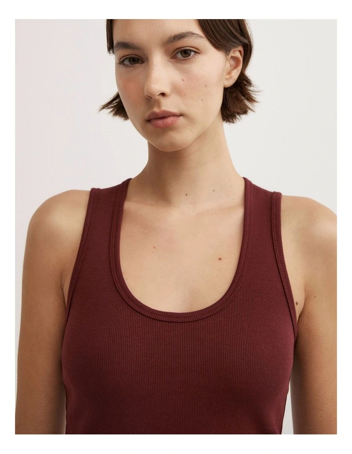 Scoop Rib Tank Top in Rhubarb image 3