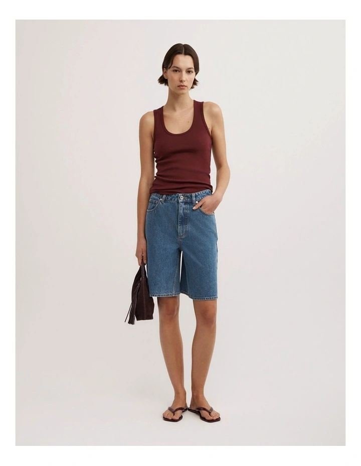 Scoop Rib Tank Top in Rhubarb image 4