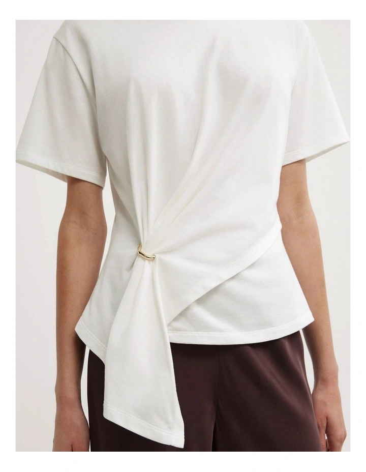 Trim Detail T-shirt in Fresh White image 4