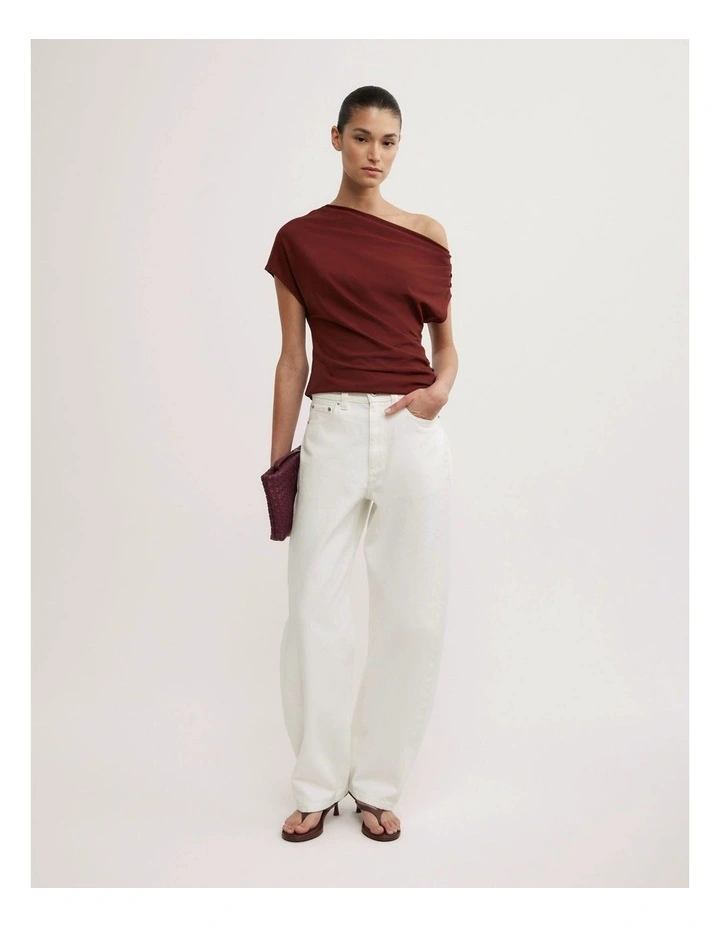Asymmetric Draped T-shirt in Rhubarb image 4